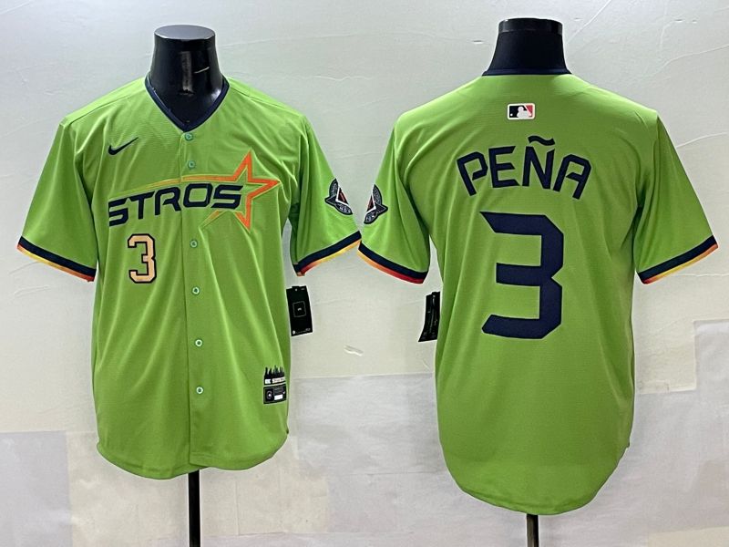 Men Houston Astros 3 Pena Green three generations Joint Name 2025 Nike MLB Jersey style 3